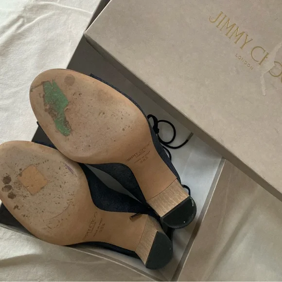 Jimmy Choo Navy Denim Heels - Picture 5 of 5